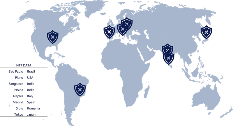 Zero Trust_Cartina basi operative Security NTT DATA nel mondo
